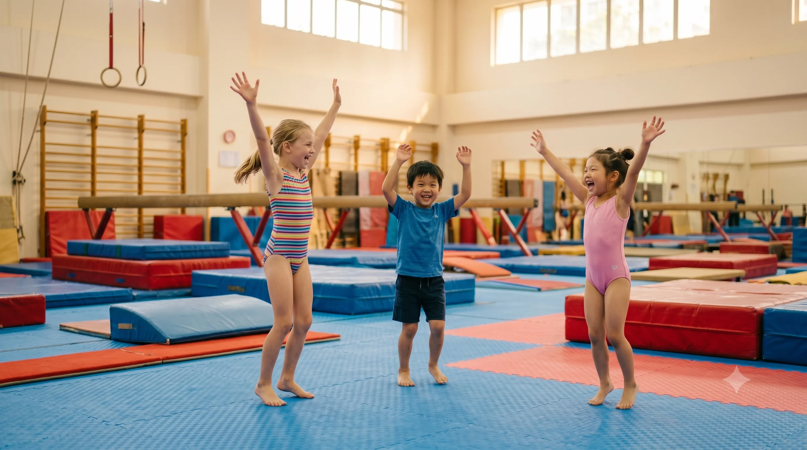 Child enjoying gymnastics training at Gym with Joy