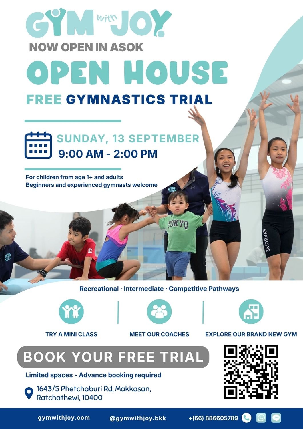 Gym with Joy Open House free gymnastics trial on Sunday 13 September, 9 AM to 2 PM in Asok